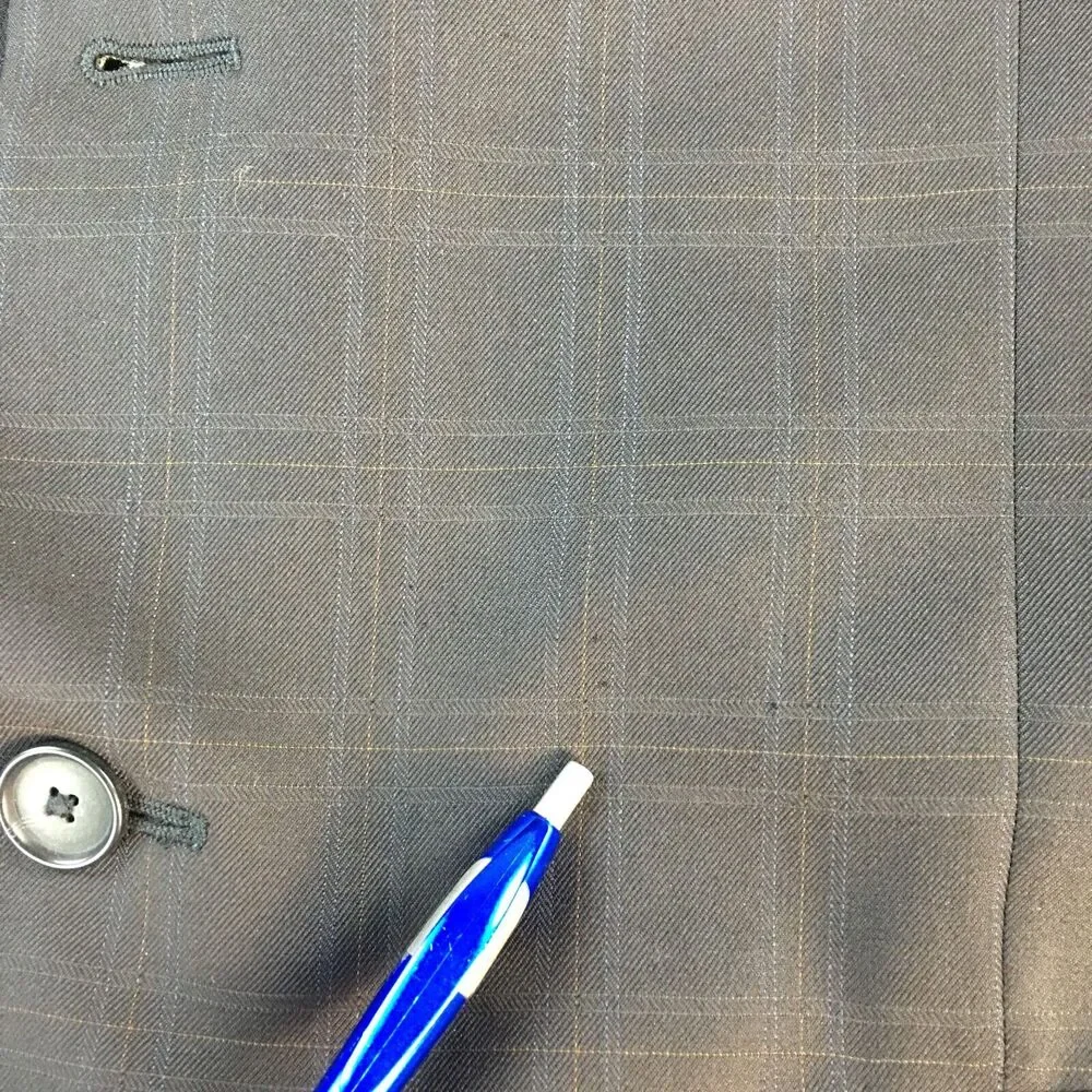 Pavone Zignone Worsted Wool Blue Plaid Suit Jacket 2 Buttons Mad in Italy Sz 42R